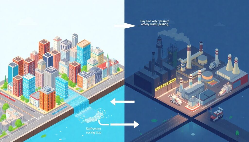 занимающихся водоснабжением и утилизацией - иллюстрация